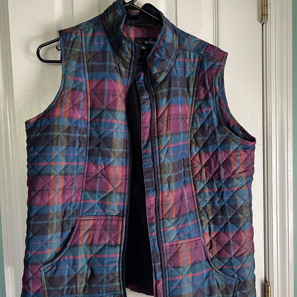 Erika Multicolor Plaid Quilted Vest